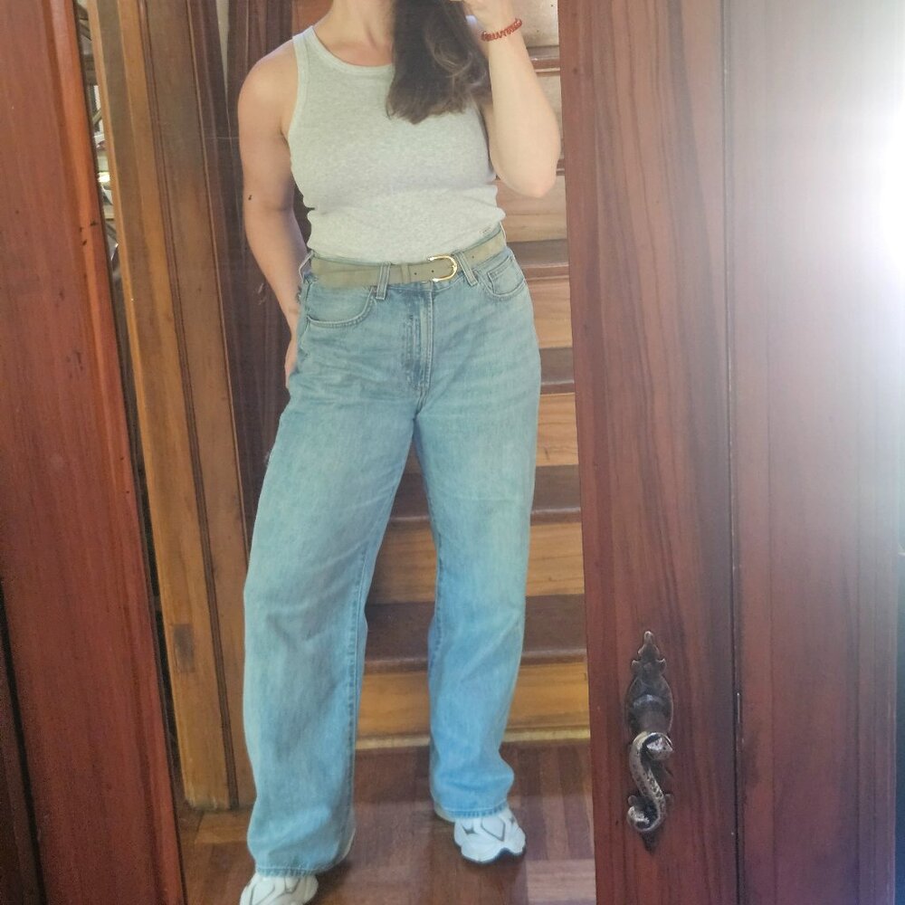 Aritzia Denim Forum The Farah High Rise Wide Leg Zip Fly Jeans - 7 yes Bleu Tabo